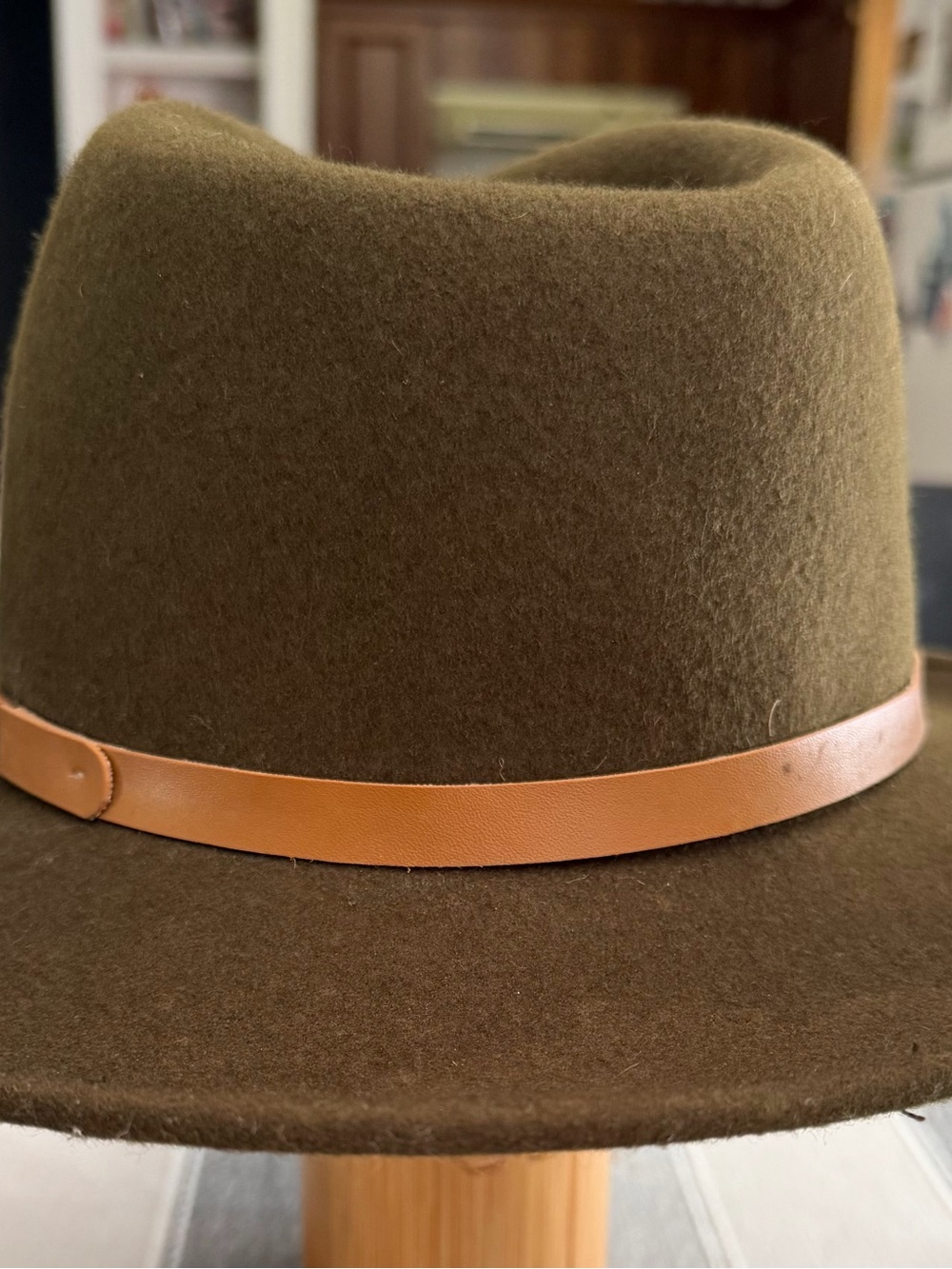 Minnetonka Olive Green Felt Fedora with Tan Band